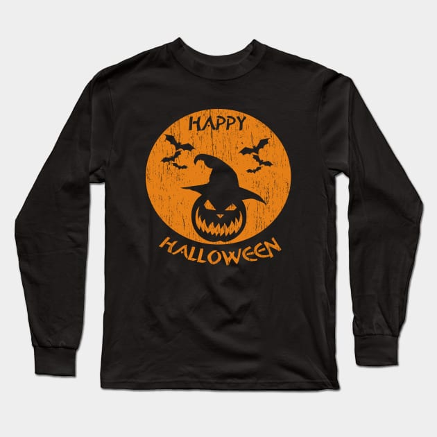 Happy Halloween Scary Pumpkin Long Sleeve T-Shirt by anbartshirts